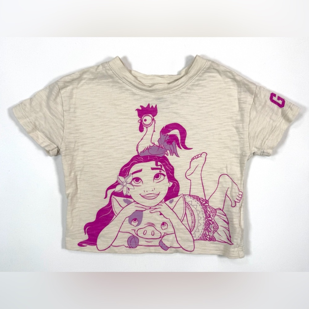 BABY GAP DISNEY Moana Graphic T Shirt Cream Short Sleeve Size 12-18 Months